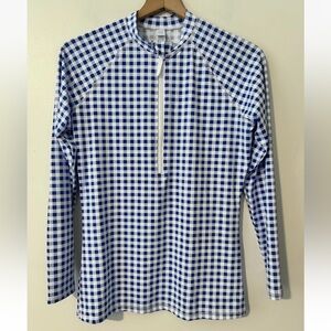 J Mclaughlin Women's Mckenzie Rash Guard Long Sleeve Blue & White Size Large